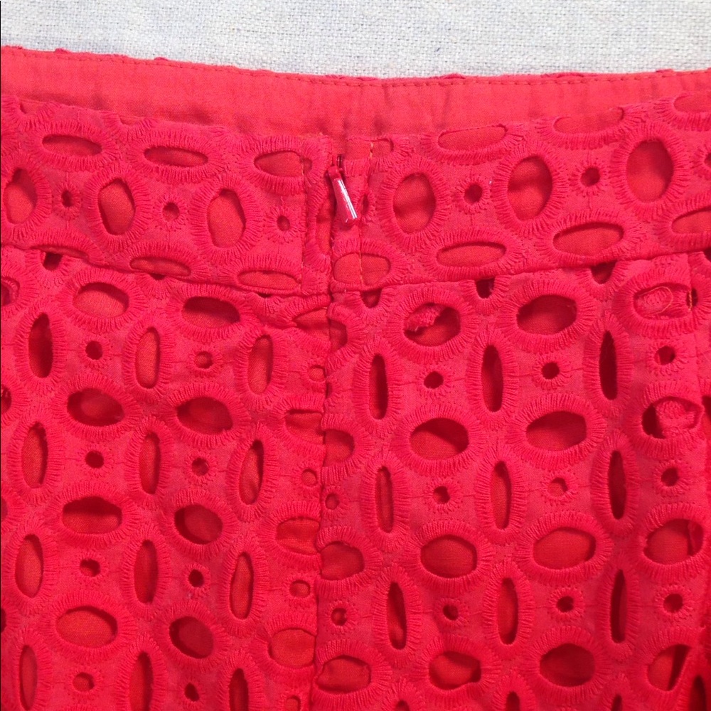 KENAR Modern Eyelet Skirt Red Hot 8 NWT HOST PICK - Picture 4 of 5